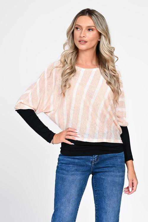 Bluză damă crem-bej cu efect suprapus Serena Natalee Fashion