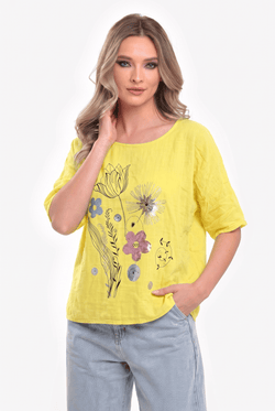 Bluză damă cu imprimeu floral Carina S / galben Natalee