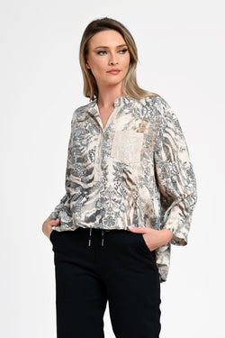 Bluză damă cu imprimeu mixt animal & floral Noelia Print Natalee Fashion