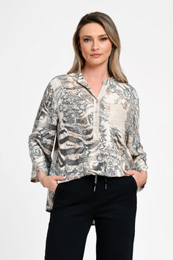 Bluză damă cu imprimeu mixt animal & floral Noelia Print Natalee Fashion