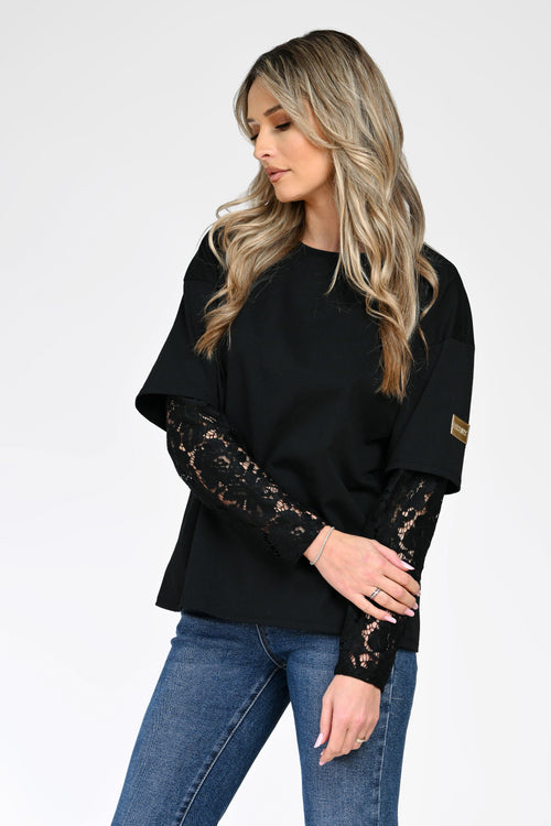 Bluza dama cu maneci din dantela Natalee Fashion