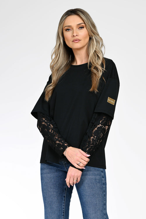 Bluza dama cu maneci din dantela Natalee Fashion