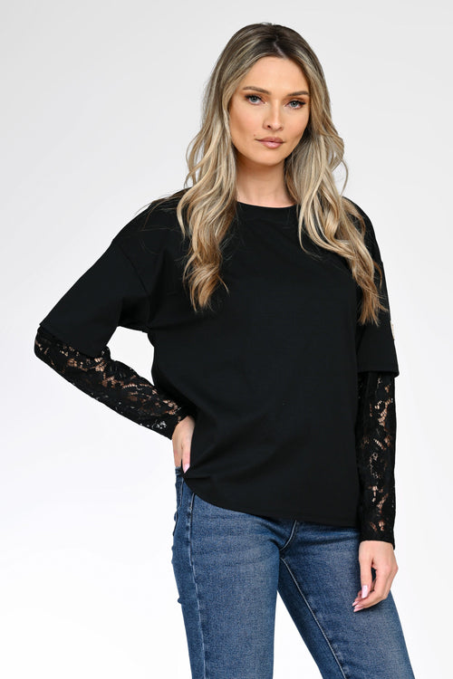 Bluza dama cu maneci din dantela Natalee Fashion