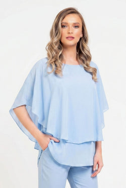 Bluză damă din voal bleu Serena Natalee