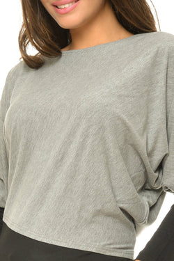Natalee Fashion Bluză Bluza dama doi in unu gri si negru