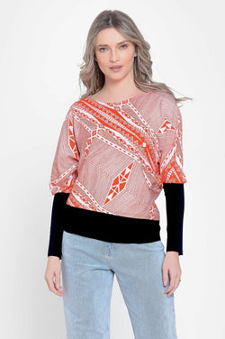 Natalee Fashion Bluză Bluza dama doi in unu orange & negru Ozana