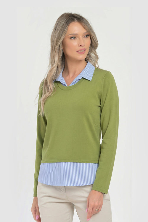 Bluza dama doi in unu verde Miranda Natalee