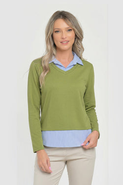 Bluza dama doi in unu verde Miranda Natalee