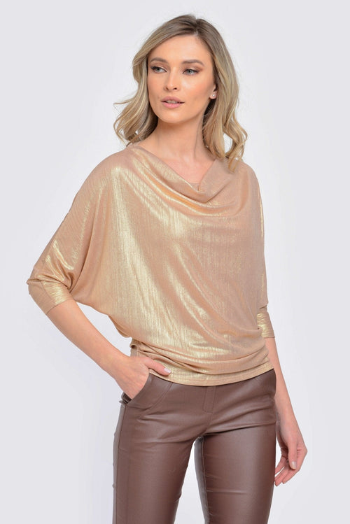 Natalee Fashion Bluză Bluză damă elegantă aurie Angel