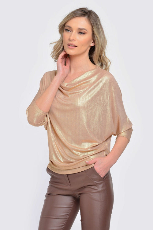 Natalee Fashion Bluză Bluză damă elegantă aurie Angel