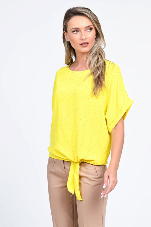 Bluza damă galbenă cu nod lateral Eliza Natalee Fashion