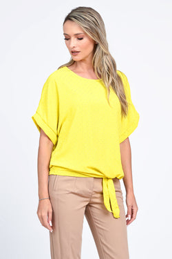 Bluza damă galbenă cu nod lateral Eliza Natalee Fashion