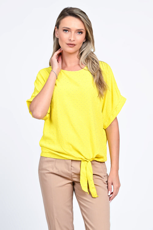 Bluza damă galbenă cu nod lateral Eliza Natalee Fashion