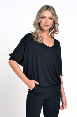 Natalee Fashion Bluză Bluza dama in V negru Filipa
