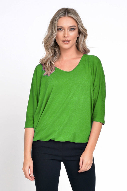 Natalee Fashion Bluză Bluza dama in V verde Esmeralda
