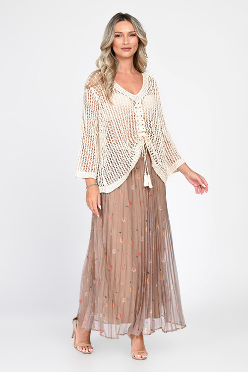 Bluză damă ivoire din tricot ajurat Sonia Natalee
