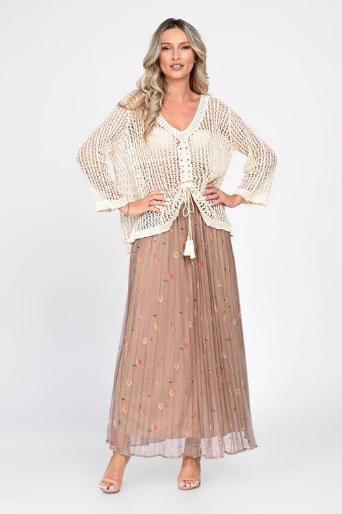 Bluză damă ivoire din tricot ajurat Sonia Natalee