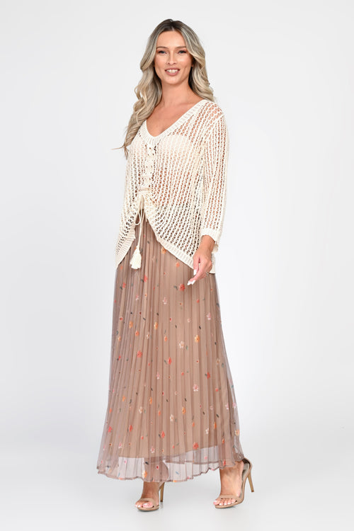 Bluză damă ivoire din tricot ajurat Sonia Natalee