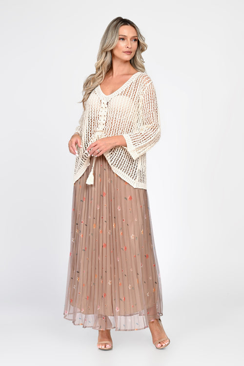 Bluză damă ivoire din tricot ajurat Sonia Natalee