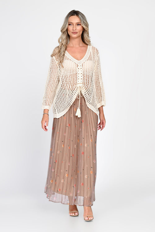 Bluză damă ivoire din tricot ajurat Sonia Natalee