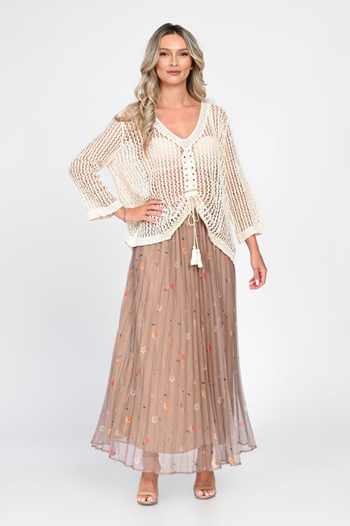 Bluză damă ivoire din tricot ajurat Sonia Natalee