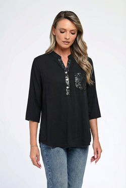 Bluză damă neagră cu paiete Noir Chic Natalee