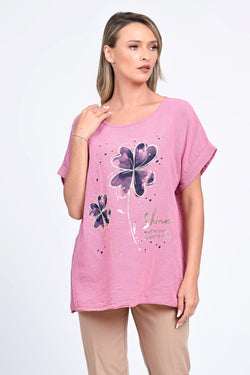 Bluza damă roz cu imprimeu floral Iris Natalee