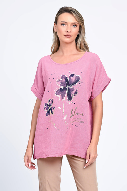 Bluza damă roz cu imprimeu floral Iris Natalee