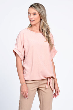 Bluza damă roz pudrat cu nod lateral Eliza Natalee Fashion