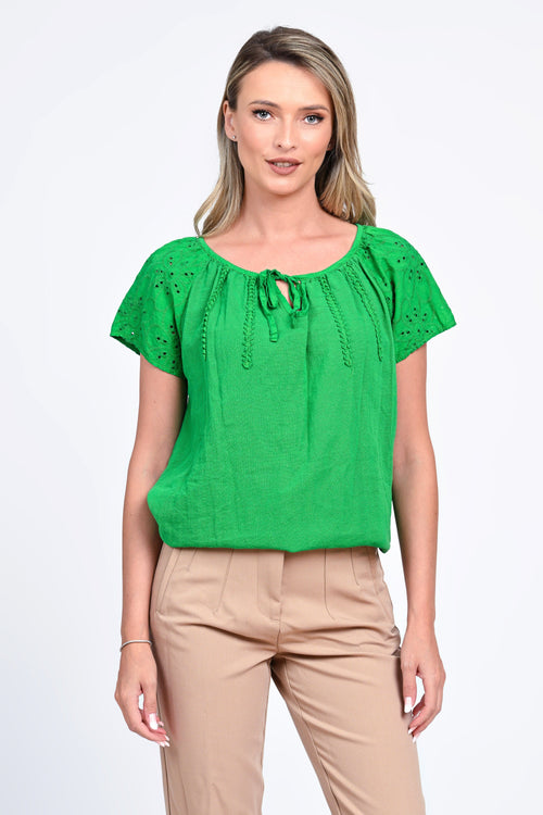 Bluza damă verde cu broderie Amalia Natalee Fashion