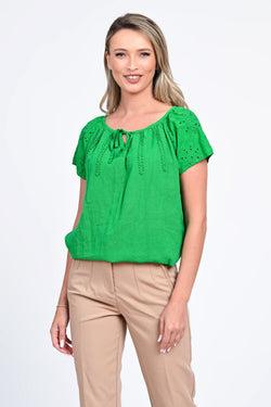 Bluza damă verde cu broderie Amalia Natalee Fashion