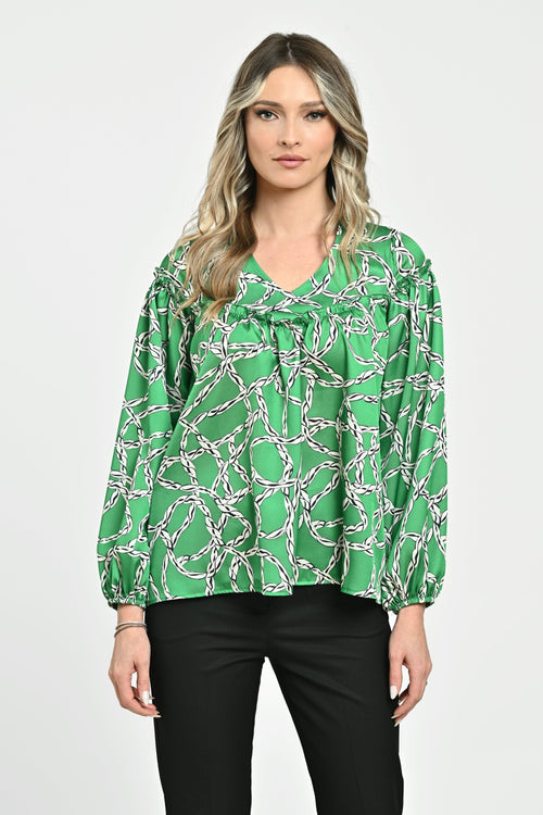 Natalee Fashion Bluză Bluză dama verde imprimat