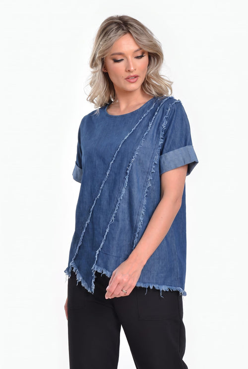 Bluză denim bleumarin Camelia Natalee