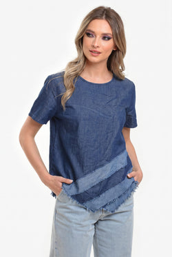 Bluză denim cu inserții Diana Natalee Fashion