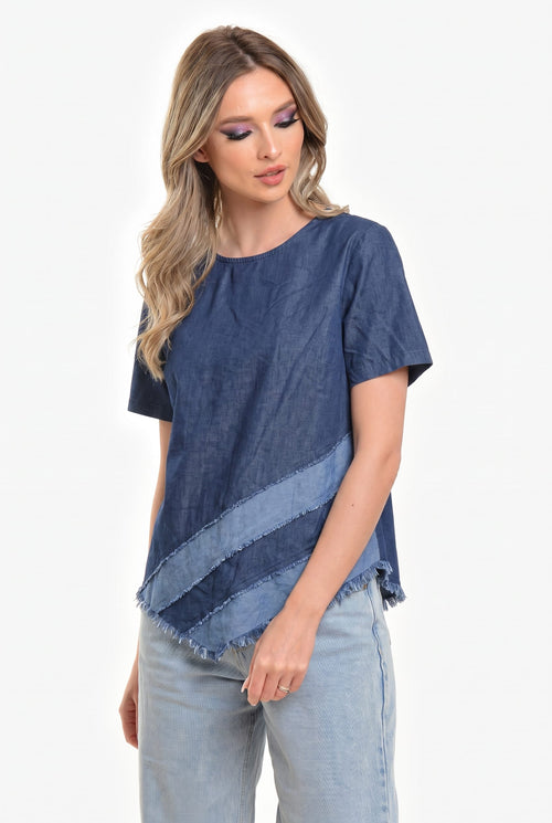 Bluză denim cu inserții Diana Natalee Fashion