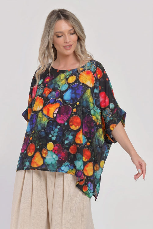 Bluză elegantă cu imprimeu abstract multicolor Celeste Natalee