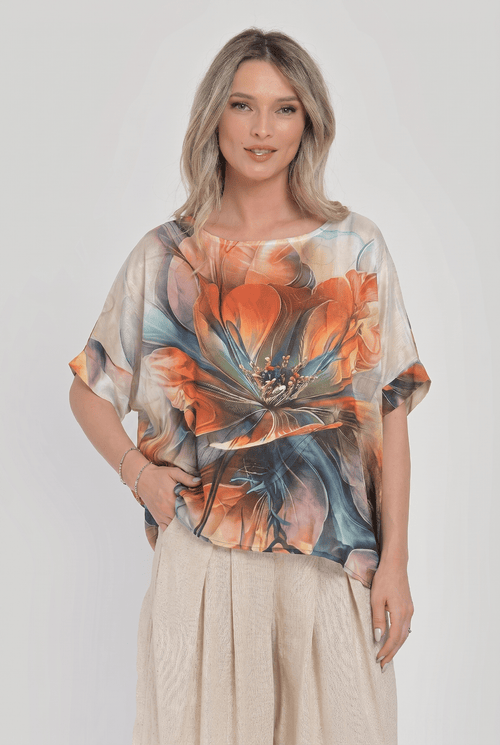 Bluză elegantă cu imprimeu floral artistic Valencia Natalee