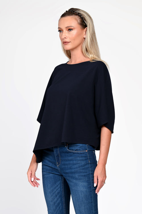 Bluza Eranthe asimetrica bleumarin ONE SIZE Eranthe