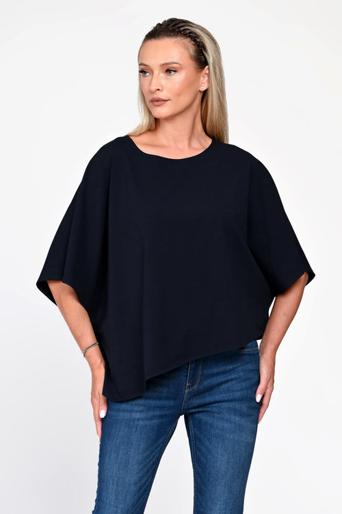 Bluza Eranthe asimetrica bleumarin ONE SIZE Eranthe