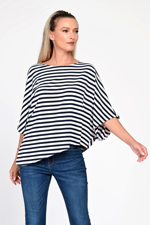 Bluza Eranthe asimetrica in dungi ONE SIZE Eranthe