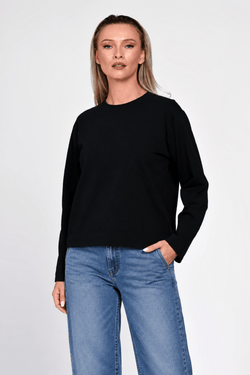 Bluza Eranthe boxy fit din bumbac gros negru Eranthe