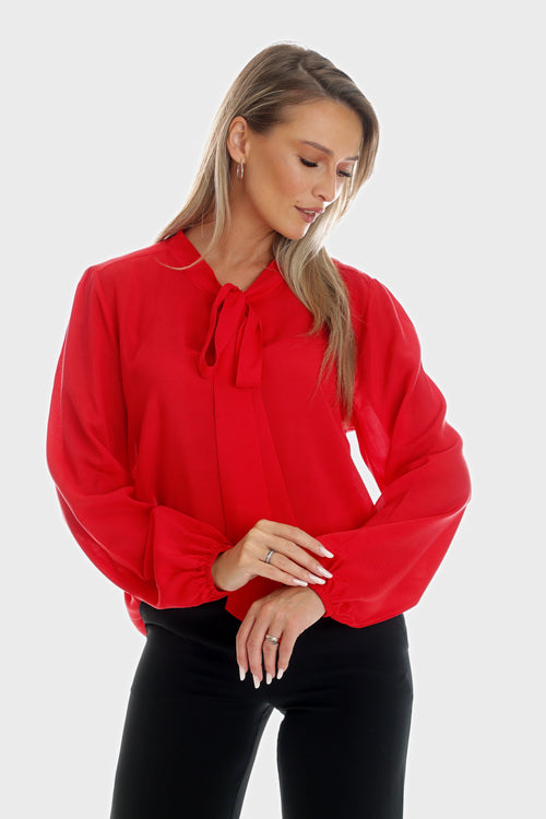 Bluza Eranthe cu funda ampla rosie Eranthe
