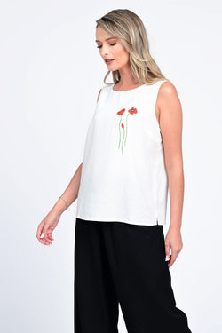 Bluza Eranthe din in cu pictura manuala Eranthe