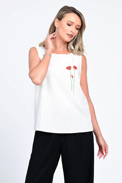 Bluza Eranthe din in cu pictura manuala Eranthe