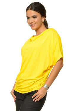 Natalee Fashion Bluză Bluza fald cu maneca scurta galben