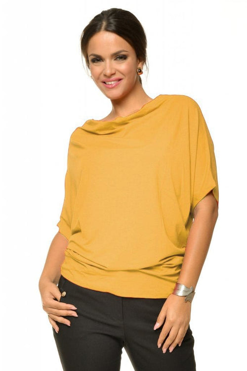 Natalee Fashion Bluză Bluză galben-muștar cu mânecă scurtă Viviana