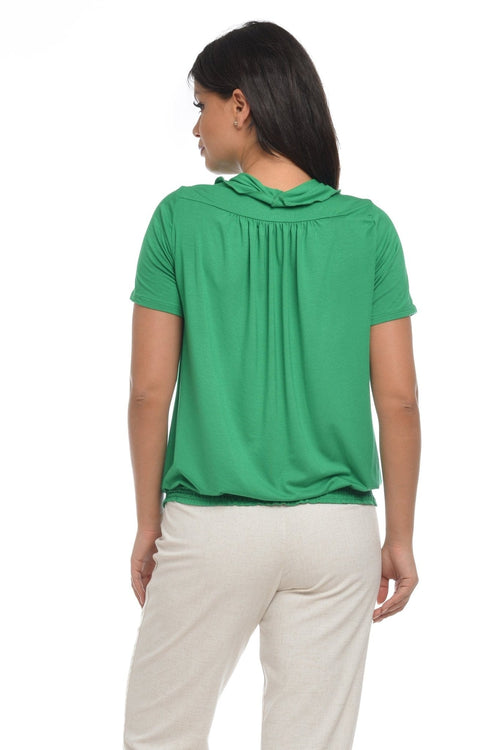 Natalee Fashion Bluză Bluza guler verde Costela