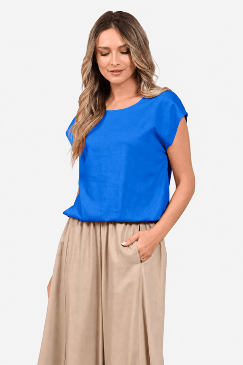 Bluza kimono din in albastra Eranthe