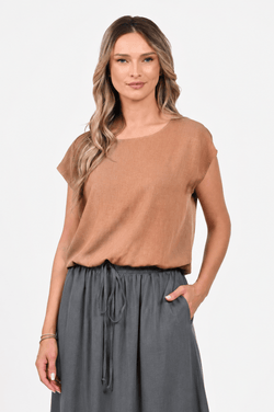 Bluza kimono din in camel Eranthe