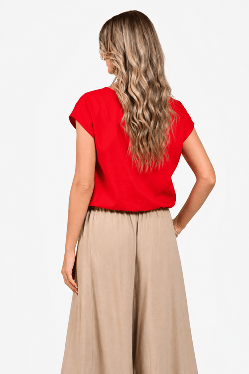 Bluza kimono din in rosie Eranthe
